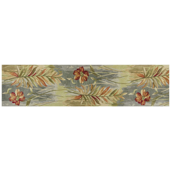 HomeRoots 5' Tropical Botanical Hand-Tufted Wool Area Rug in Blue and Green - Plush Comfort & Style 10' Runner 353017