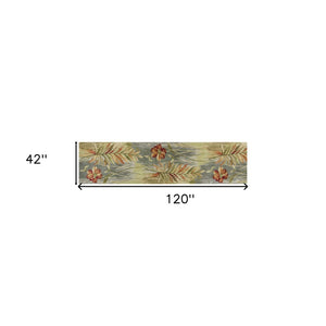 HomeRoots 5' Tropical Botanical Hand-Tufted Wool Area Rug in Blue and Green - Plush Comfort & Style 10' Runner 353017