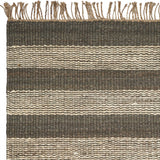 Homeroots 5' X 7' Brown And Beige Striped Hand Woven Area Rug Slate Ivory Jute 353021