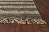 Homeroots 5' X 7' Brown And Beige Striped Hand Woven Area Rug Slate Ivory Jute 353021