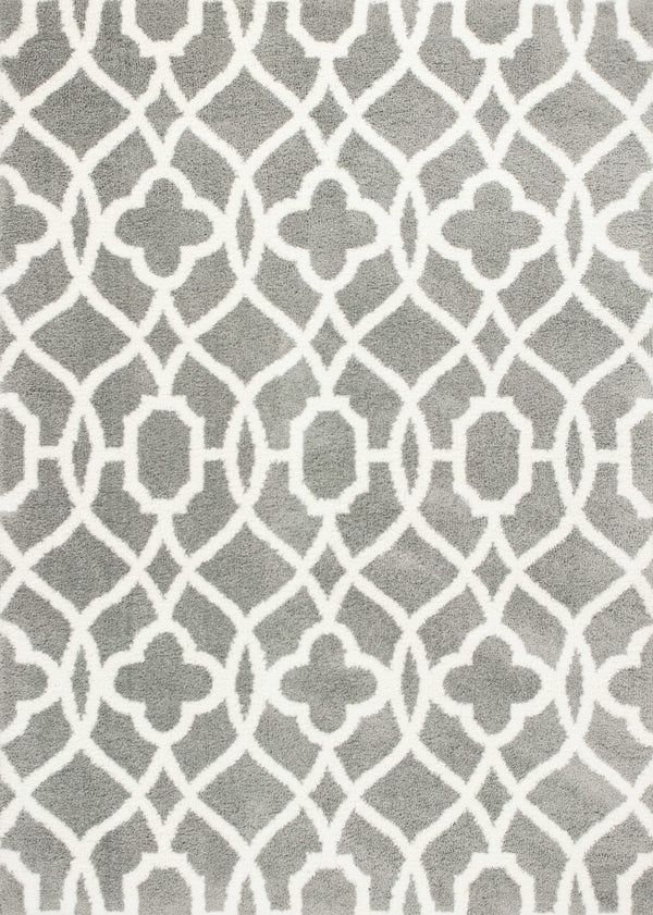Homeroots 5' X 8' Grey Ivory Machine Woven Ogee Indoor Area Rug  Microfiber 353038