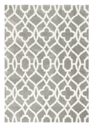 Homeroots 5' X 8' Grey Ivory Machine Woven Ogee Indoor Area Rug  Microfiber 353038