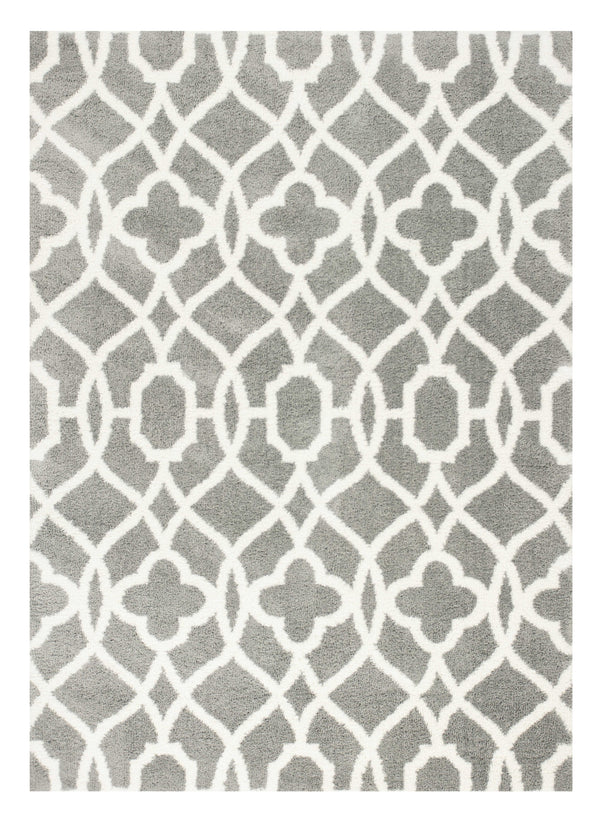 Homeroots 5' X 8' Grey Ivory Machine Woven Ogee Indoor Area Rug  Microfiber 353038