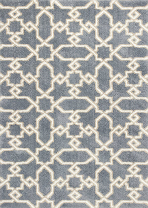 Homeroots 5' X 8' Slate Blue Geometric Pattern Microfiber Indoor Area Rug  Microfiber 353039