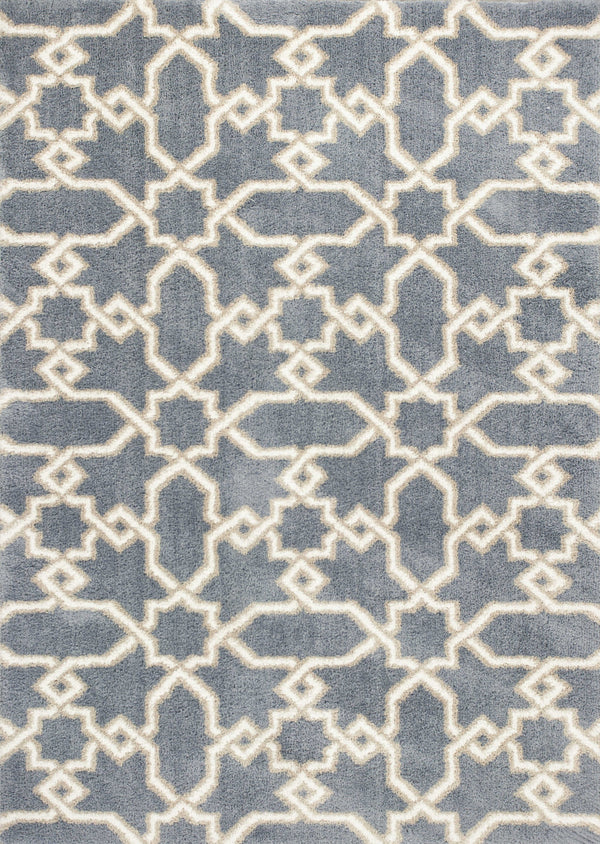 Homeroots 5' X 8' Slate Blue Geometric Pattern Microfiber Indoor Area Rug  Microfiber 353039