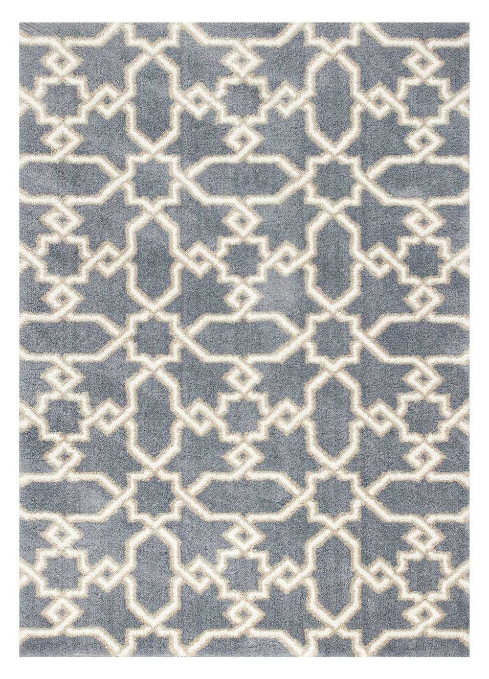 HomeRoots 5' Slate Blue and Ivory Geometric Area Rug - Modern Elegance for Cozy Living Spaces and Comfort 5' X 8' 353039