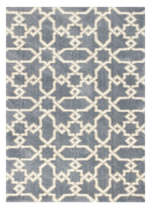 Homeroots 5' X 8' Slate Blue Geometric Pattern Microfiber Indoor Area Rug  Microfiber 353039