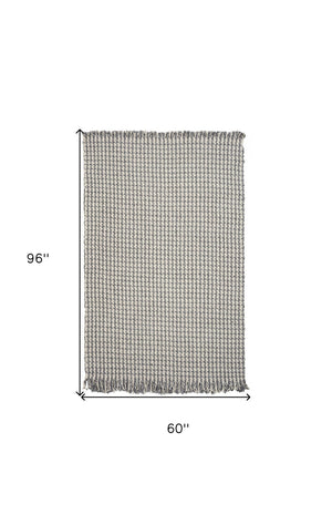 HomeRoots 7' Gray and Ivory Wool Hand Woven Area Rug – Unique Artisan Craftsmanship for Timeless Elegance 5' X 8' 353055
