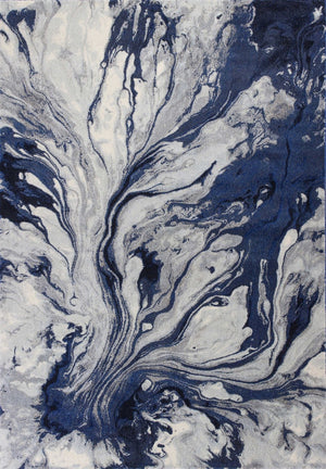 HomeRoots 7' Modern Abstract Area Rug in Blue-Gray and Ivory - Durable, Easy-Clean Design for Any Space 7' X 10' 353057