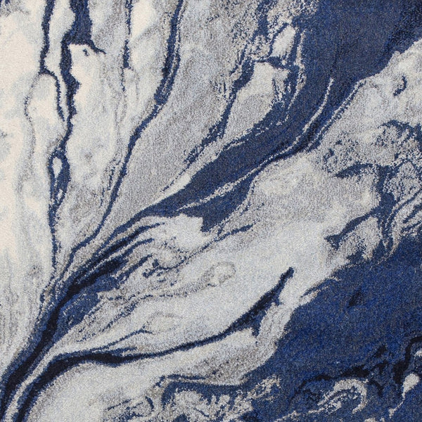 HomeRoots 7' Modern Abstract Area Rug in Blue-Gray and Ivory - Durable, Easy-Clean Design for Any Space 7' X 10' 353057