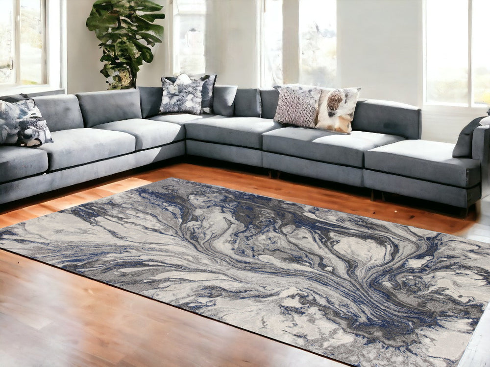 Homeroots 6' X 9' Grey Abstract Marble Design Indoor Area Rug  Polypropylene 353058