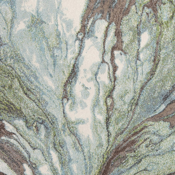 HomeRoots 7' Abstract Area Rug in Calming Green & Brown Tones - Durable, Stylish, Perfect for High-Traffic Spaces 7' X 10' 353059