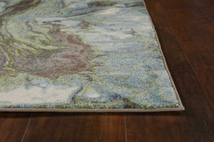 HomeRoots 7' Abstract Area Rug in Calming Green & Brown Tones - Durable, Stylish, Perfect for High-Traffic Spaces 7' X 10' 353059