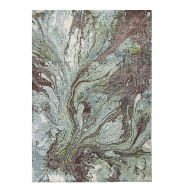 HomeRoots 7' Abstract Area Rug in Calming Green & Brown Tones - Durable, Stylish, Perfect for High-Traffic Spaces 7' X 10' 353059