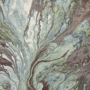 HomeRoots 7' Abstract Area Rug in Calming Green & Brown Tones - Durable, Stylish, Perfect for High-Traffic Spaces 7' X 10' 353059