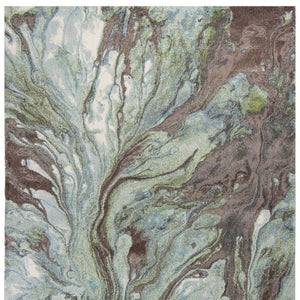 HomeRoots 7' Abstract Area Rug in Calming Green & Brown Tones - Durable, Stylish, Perfect for High-Traffic Spaces 7' X 10' 353059
