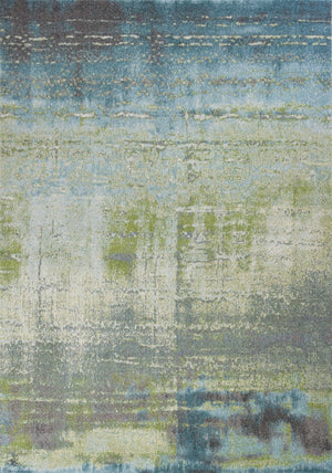 HomeRoots 7' Modern Abstract Area Rug in Blue and Green - Soft, Durable, Stain-Resistant for High-Traffic Areas 7' X 10' 353061
