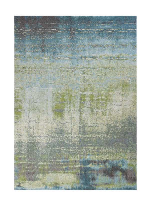 HomeRoots 7' Modern Abstract Area Rug in Blue and Green - Soft, Durable, Stain-Resistant for High-Traffic Areas 7' X 10' 353061