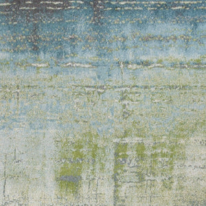 HomeRoots 7' Modern Abstract Area Rug in Blue and Green - Soft, Durable, Stain-Resistant for High-Traffic Areas 7' X 10' 353061