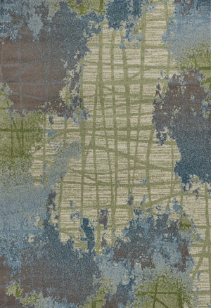 HomeRoots 8' Contemporary Green Blue Abstract Area Rug - Durable Machine Woven Design for Modern Interiors 6' X 9' 353062