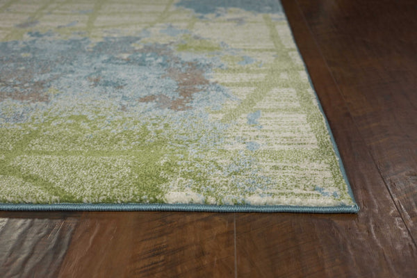 HomeRoots 8' Contemporary Green Blue Abstract Area Rug - Durable Machine Woven Design for Modern Interiors 6' X 9' 353062
