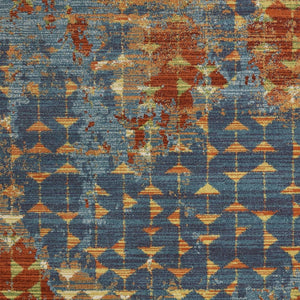 Homeroots 7' X 10' Blue Coral Machine Woven Abstract Triangular Strings Indoor Area Rug  Polypropylene 353063