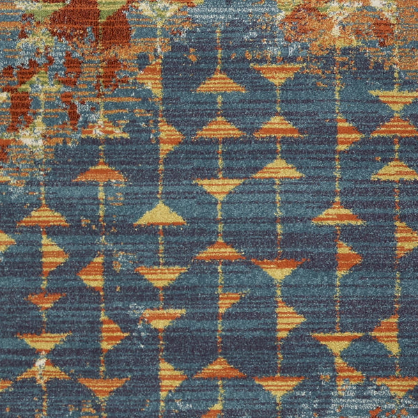 Homeroots 7' X 10' Blue Coral Machine Woven Abstract Triangular Strings Indoor Area Rug  Polypropylene 353063