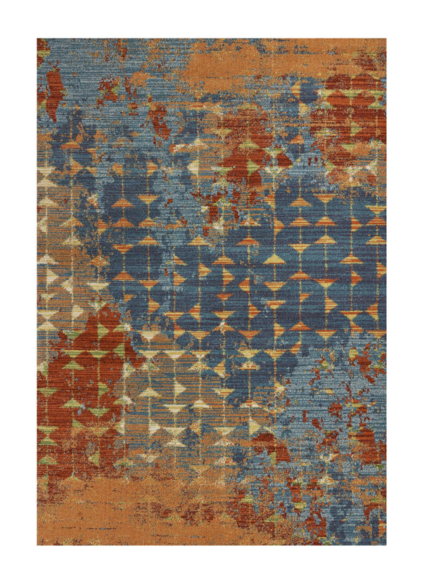 Homeroots 7' X 10' Blue Coral Machine Woven Abstract Triangular Strings Indoor Area Rug  Polypropylene 353063