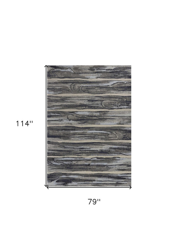 HomeRoots 8' Gray Blue and Black Abstract Area Rug - Modern Design, Durable, Soft, Perfect for Busy Homes 6' X 9' 353064