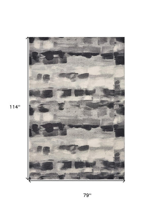 HomeRoots 8' Abstract Area Rug in Gray, Black & Ivory - Modern Design for Sophisticated Home Décor and Comfort 6' X 9' 353066