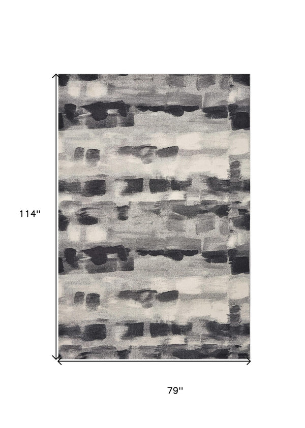 HomeRoots 8' Abstract Area Rug in Gray, Black & Ivory - Modern Design for Sophisticated Home Décor and Comfort 6' X 9' 353066