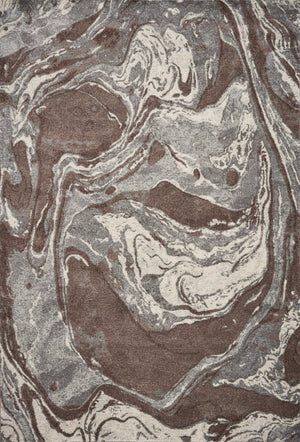 HomeRoots 7' Modern Brown and Ivory Abstract Area Rug - Stylish, Durable Design for Living Spaces and More 7' X 10' 353067