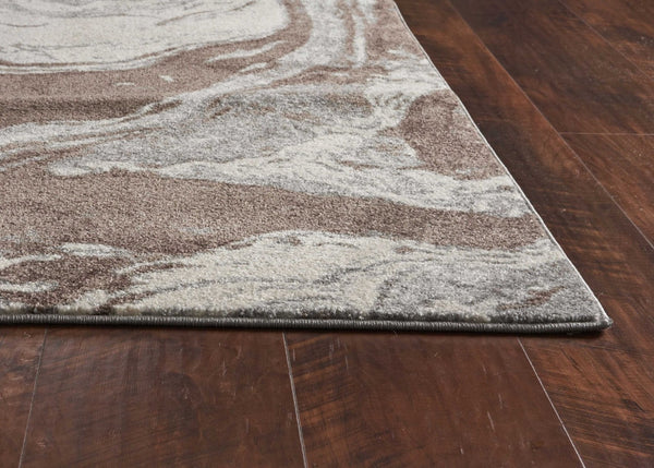 HomeRoots 7' Modern Brown and Ivory Abstract Area Rug - Stylish, Durable Design for Living Spaces and More 7' X 10' 353067