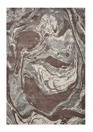 HomeRoots 7' Modern Brown and Ivory Abstract Area Rug - Stylish, Durable Design for Living Spaces and More 7' X 10' 353067