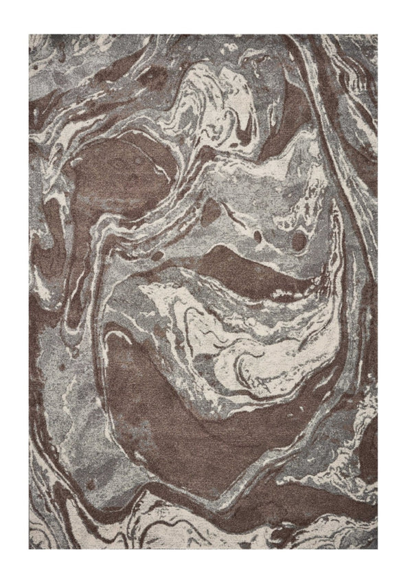 HomeRoots 7' Modern Brown and Ivory Abstract Area Rug - Stylish, Durable Design for Living Spaces and More 7' X 10' 353067