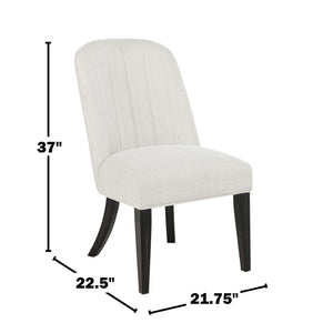 English Elm Set of 2 Channel Tufted High Back Dining Chairs Cream Fabric with Flared Black Legs B016P445379