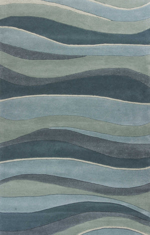 HomeRoots 3'' Hand-Tufted Wool Area Rug in Blue Gray & Ivory - Modern Abstract Design for Any Space 5' X 8' 353099