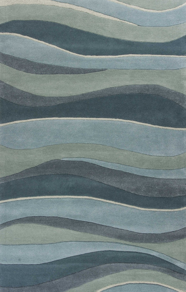 HomeRoots 3'' Hand-Tufted Wool Area Rug in Blue Gray & Ivory - Modern Abstract Design for Any Space 5' X 8' 353099