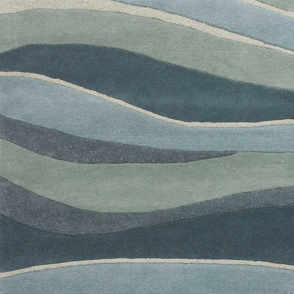 HomeRoots 3'' Hand-Tufted Wool Area Rug in Blue Gray & Ivory - Modern Abstract Design for Any Space 5' X 8' 353099