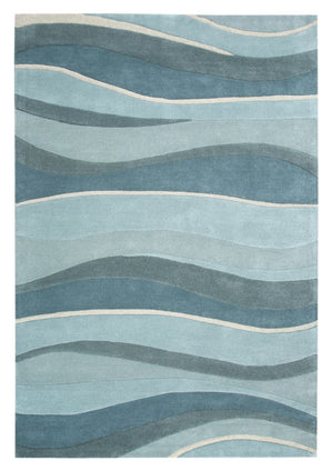 HomeRoots 3'' Hand-Tufted Wool Area Rug in Blue Gray & Ivory - Modern Abstract Design for Any Space 5' X 8' 353099