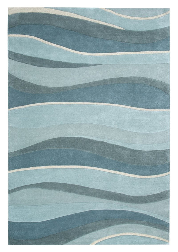 HomeRoots 3'' Hand-Tufted Wool Area Rug in Blue Gray & Ivory - Modern Abstract Design for Any Space 5' X 8' 353099