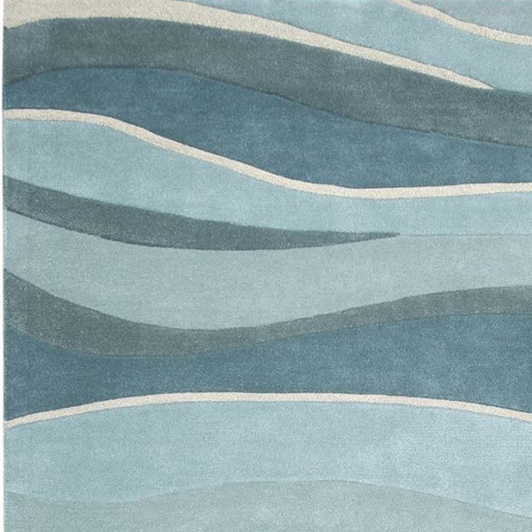 HomeRoots 3'' Hand-Tufted Wool Area Rug in Blue Gray & Ivory - Modern Abstract Design for Any Space 5' X 8' 353099