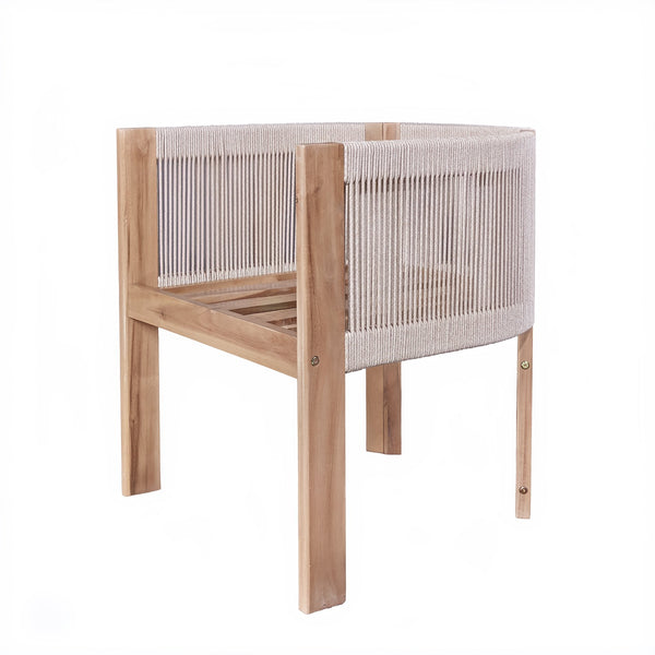 English Elm Christopher Knight Home® - Matera Teak & Beige Dining Chairs Set of 2 – Acacia Wood Frame, Rope Back, Removable Washable Cushions N775P255932T