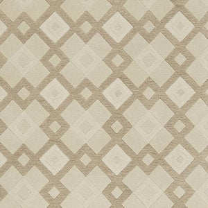 HomeRoots 3'' Ivory and Brown Geometric Wool Area Rug – Handcrafted Plush Comfort for Modern Home Décor 5' X 8' 353100