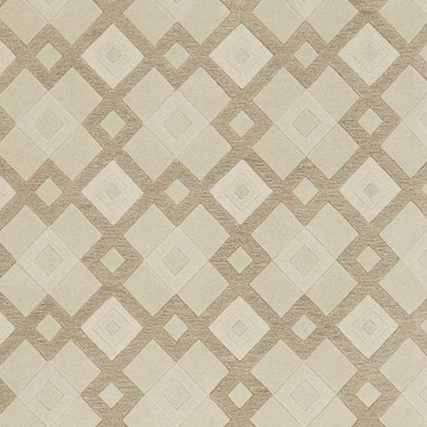 HomeRoots 3'' Ivory and Brown Geometric Wool Area Rug – Handcrafted Plush Comfort for Modern Home Décor 5' X 8' 353100