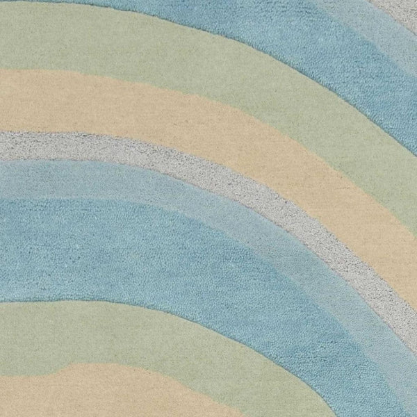 HomeRoots 3' Abstract Hand-Tufted Wool Area Rug in Blue, Beige, and Green - Cozy Modern Decor for Small Spaces 5' X 8' 353101