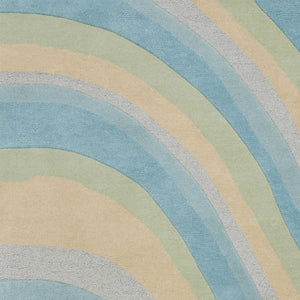 HomeRoots 3' Abstract Hand-Tufted Wool Area Rug in Blue, Beige, and Green - Cozy Modern Decor for Small Spaces 5' X 8' 353101