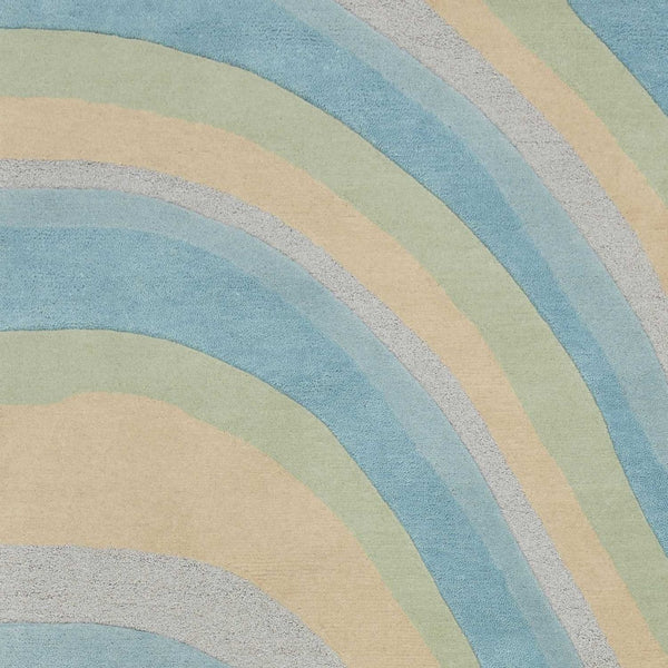 HomeRoots 3' Abstract Hand-Tufted Wool Area Rug in Blue, Beige, and Green - Cozy Modern Decor for Small Spaces 5' X 8' 353101
