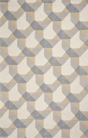 HomeRoots 3'' Ivory Gray and Cream Wool Geometric Area Rug - Soft, Modern Elegance for Any Space 5' X 8' 353102