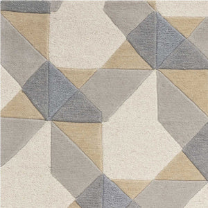 HomeRoots 3'' Ivory Gray and Cream Wool Geometric Area Rug - Soft, Modern Elegance for Any Space 5' X 8' 353102